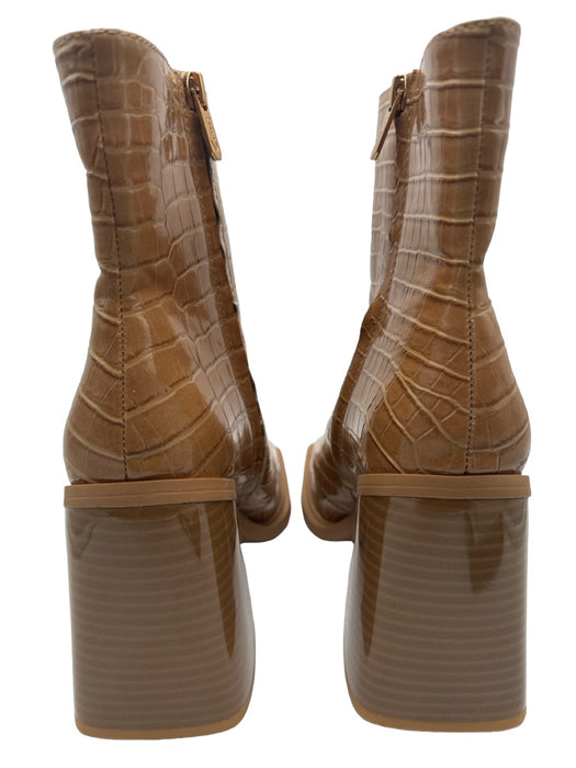 Circus Sam Edelman Shoe Size 8.5 Beige Croc embossed Calf High Square Toe Boots Beige / 8.5