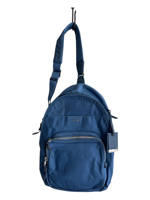 Tumi Blue Nylon Slingbacks Adjustable Metal Plate Bag Blue / One Size