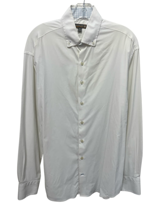 Peter Millar Size M White Nylon Solid Button Down Men's Long Sleeve Shirt White / M