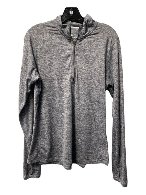 Nike Gray Polyester Heathered 1/4 Zip Thumb Holes Athletic Pullover Gray / M