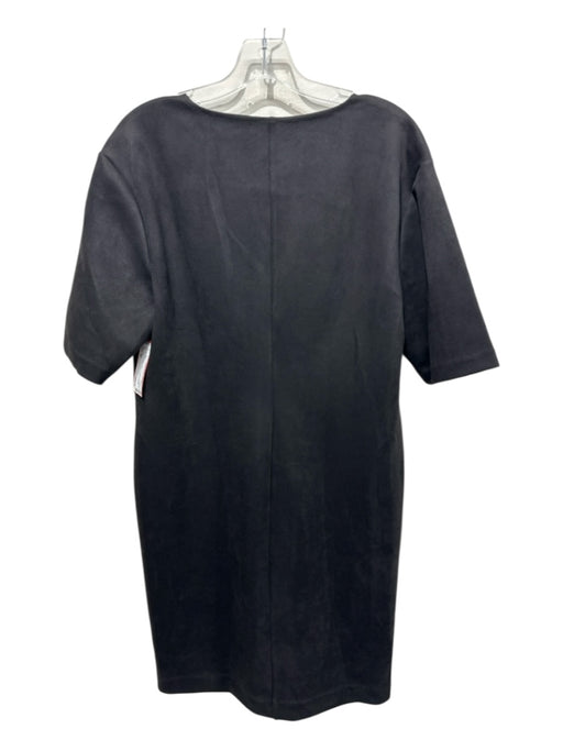Spanx Size XL Black Nylon Blend V Neck Faux Suede Short Sleeve Knee length Dress Black / XL