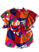 Ces Femme Size Small Multi Cotton Abstract Print Flutter Sleeve high neck Top Multi / Small