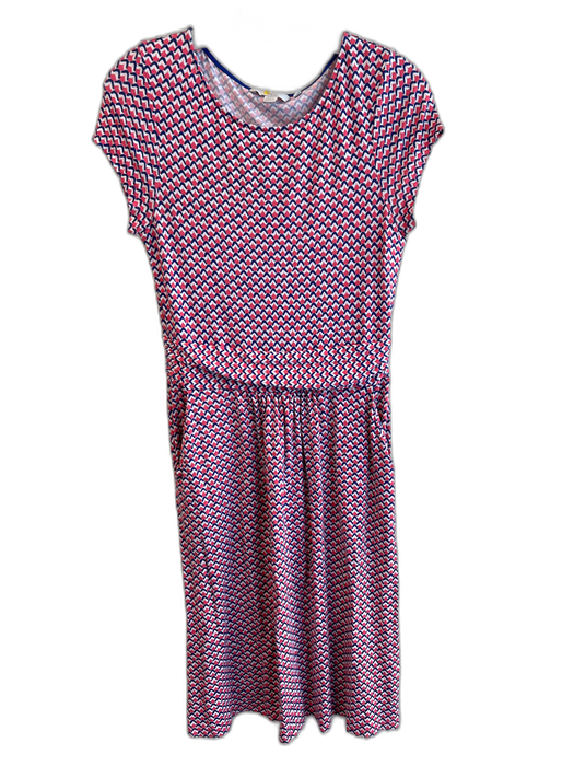 Boden Size 6 Blue & Red Viscose Cap Sleeve All Over Print Wide Neck Dress Blue & Red / 6