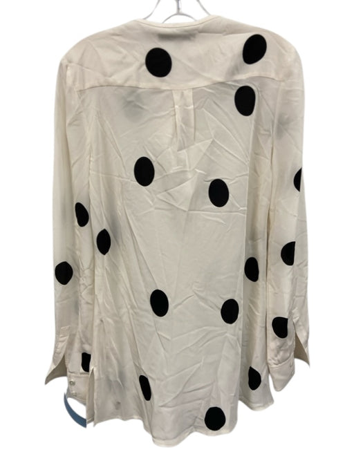 Derek Lam Size 2 Black & White Silk Blend Long Sleeve Polka Dot Top Black & White / 2
