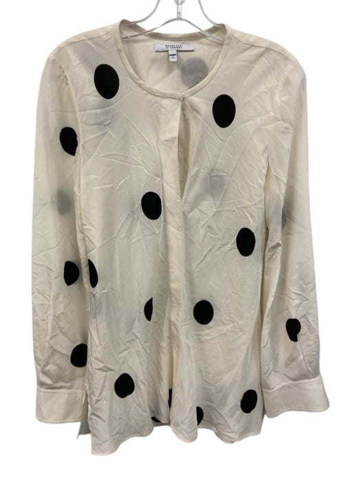 Derek Lam Size 2 Black & White Silk Blend Long Sleeve Polka Dot Top Black & White / 2