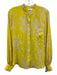 A.L.C. Size 2 Yellow & White Silk Long Sleeve Floral Collarless Button up Top Yellow & White / 2