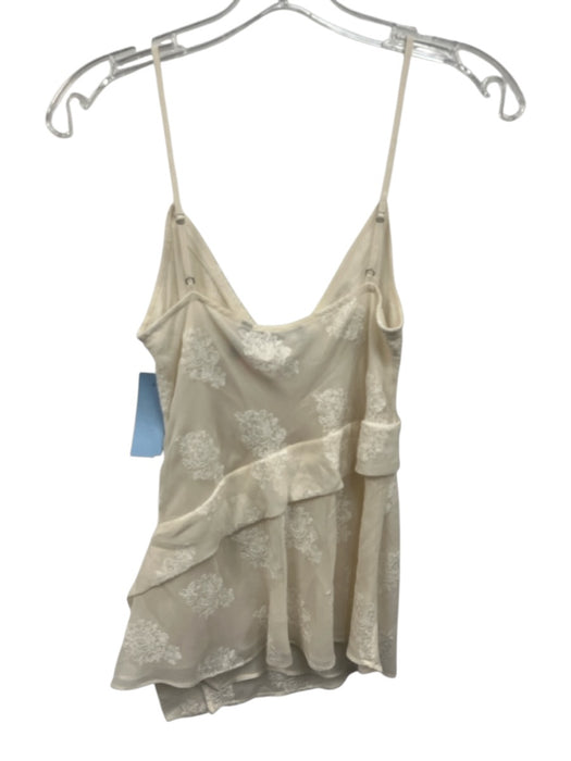 Theory Size P White Silk Blend Spaghetti Strap Paisley Embroidered Overlay Top White / P