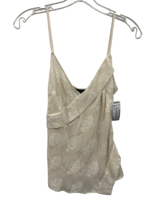 Theory Size P White Silk Blend Spaghetti Strap Paisley Embroidered Overlay Top White / P