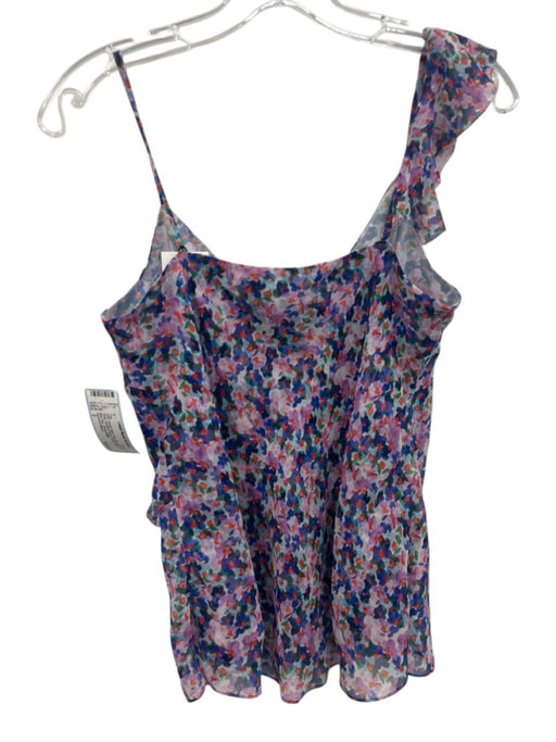 Veronica Beard Size 2 Purple, Blue, Red Silk Spaghetti Strap Abstract Floral Top Purple, Blue, Red / 2