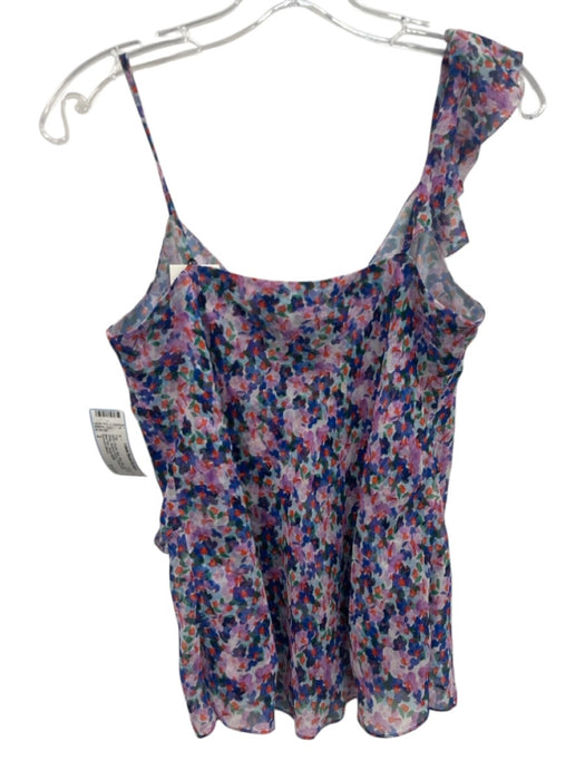 Veronica Beard Size 2 Purple, Blue, Red Silk Spaghetti Strap Abstract Floral Top Purple, Blue, Red / 2