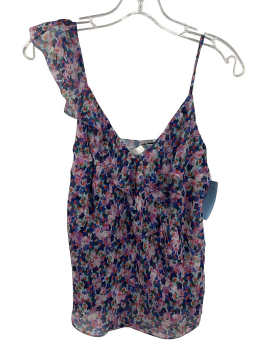 Veronica Beard Size 2 Purple, Blue, Red Silk Spaghetti Strap Abstract Floral Top Purple, Blue, Red / 2