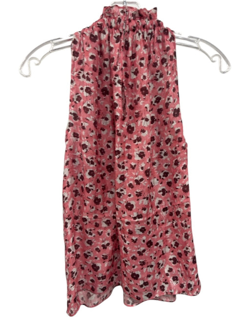 Ramy Brook Size XS Pink, White, Red Silk Blend Sleeveless Floral Tie Neck Top Pink, White, Red / XS