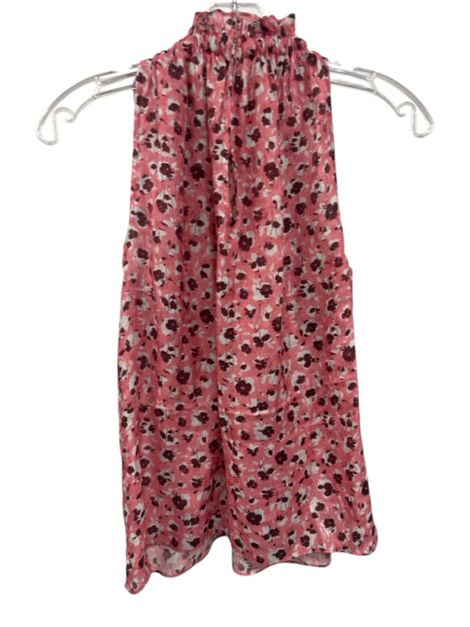 Ramy Brook Size XS Pink, White, Red Silk Blend Sleeveless Floral Tie Neck Top Pink, White, Red / XS