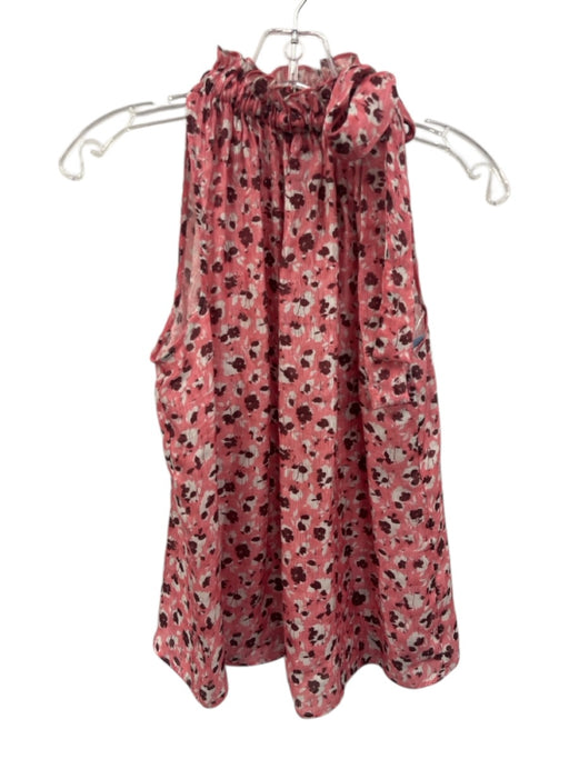 Ramy Brook Size XS Pink, White, Red Silk Blend Sleeveless Floral Tie Neck Top Pink, White, Red / XS