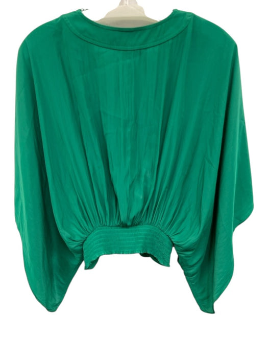 Ramy Brook Size S Green & Light Blue Polyester Batwing Embroidered Detail Top Green & Light Blue / S