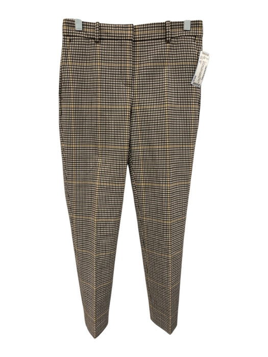 Theory Size 00 Black, White, Yellow Polyester & Wool Mid Rise Gingham Pants Black, White, Yellow / 00