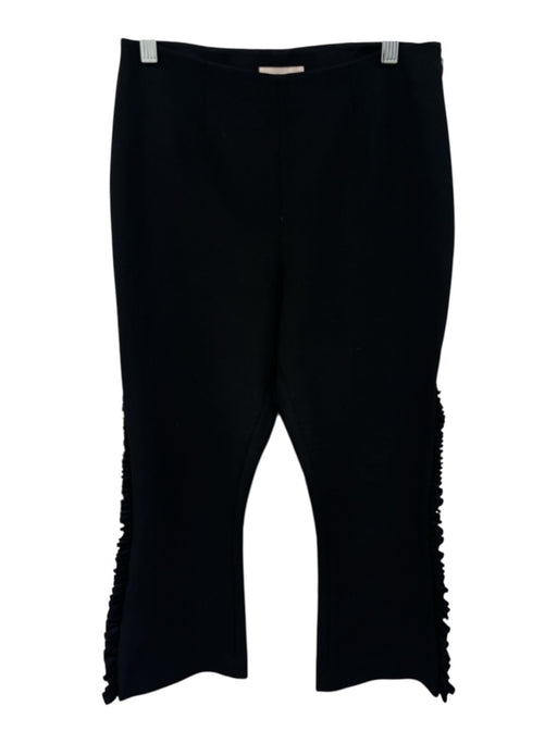 Cinq a Sept Size 0 Black Polyester Blend Mid Rise Ruffle Detail Side Zip Pants Black / 0