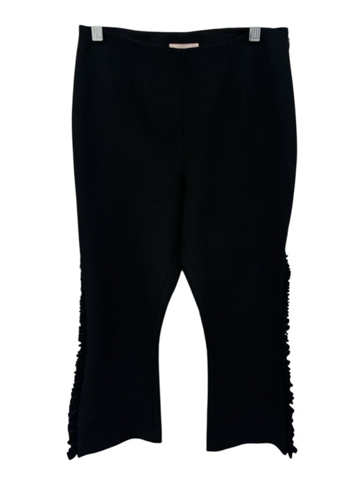 Cinq a Sept Size 0 Black Polyester Blend Mid Rise Ruffle Detail Side Zip Pants Black / 0