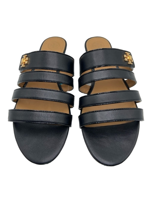 Tory Burch Shoe Size 9 Black Leather Open Toe & Heel Strappy 4 Strap Sandals Black / 9