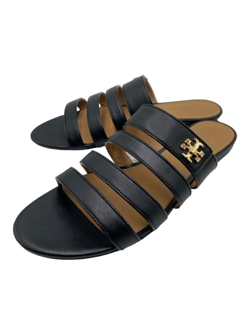 Tory Burch Shoe Size 9 Black Leather Open Toe & Heel Strappy 4 Strap Sandals Black / 9