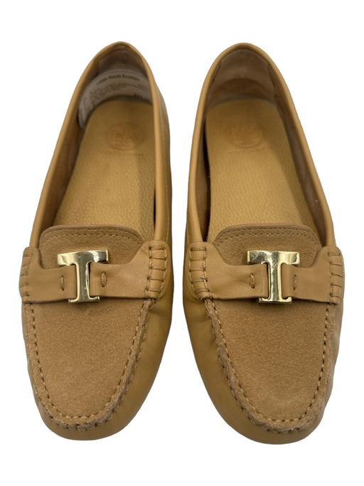 Tory Burch Shoe Size 9 Tan Leather goldtone hardware T Almond Toe Loafers Tan / 9