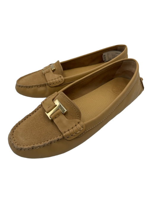 Tory Burch Shoe Size 9 Tan Leather goldtone hardware T Almond Toe Loafers Tan / 9