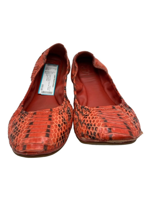 Tory Burch Shoe Size 9.5 Orange Python round toe Elastic closed heel Flats Orange / 9.5