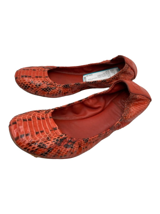 Tory Burch Shoe Size 9.5 Orange Python round toe Elastic closed heel Flats Orange / 9.5