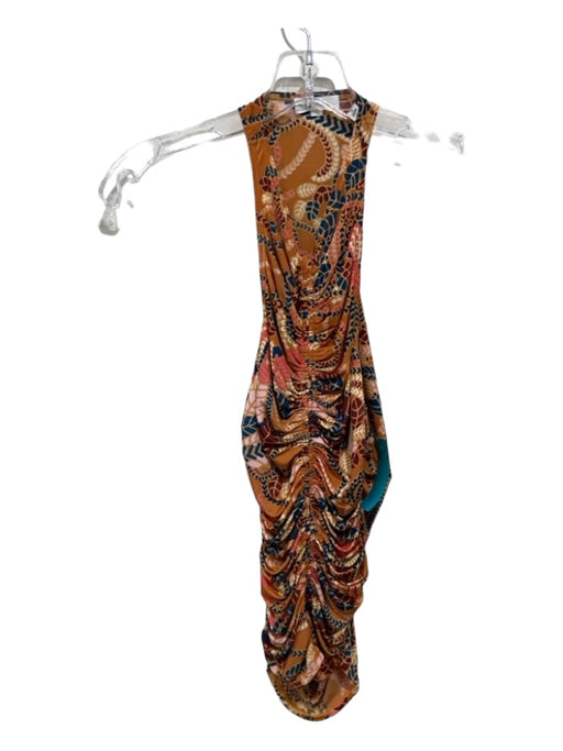 A.L.C. Size XS Orange & Multi Polyester Blend Abstract Rouched Sleeveless Top Orange & Multi / XS