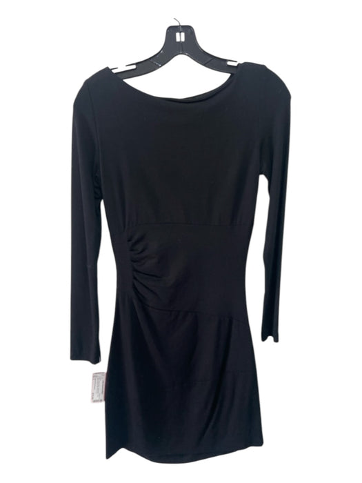 Diane Von Furstenberg Size 2 Black Viscose Blend Boat Neck Long Sleeve Dress Black / 2