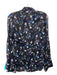 3.1 Phillip Lim Size 0 Black Blue Purple Silk Floral Collared Button Up Top Black Blue Purple / 0