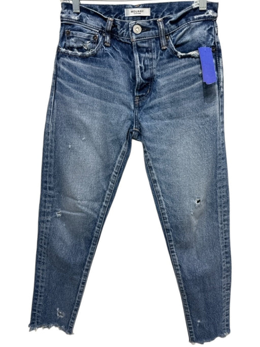 Moussy Vintage Size 26 Dark Wash Cotton High Rise Distressed Skinny Jeans Dark Wash / 26