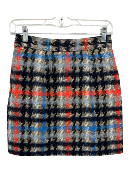 Milly Size 0 Gold & Multi Cotton & Polyester Blend Knit Side Zip Stripe Skirt Gold & Multi / 0