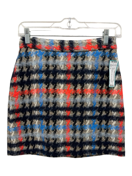 Milly Size 0 Gold & Multi Cotton & Polyester Blend Knit Side Zip Stripe Skirt Gold & Multi / 0