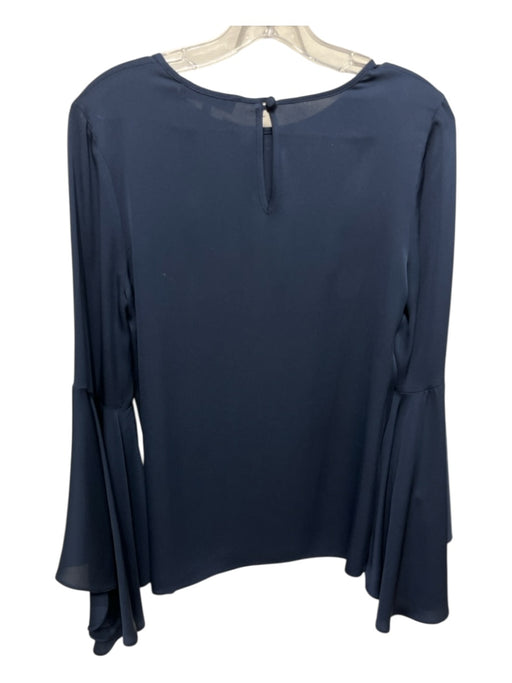 Milly Size 2 Navy Blue Silk Blend Bell Sleeve Back Keyhole Top Navy Blue / 2