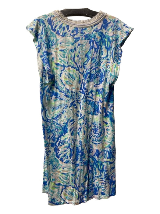Lilly Pulitzer Size XS Blue & Multi Cotton Abstract Short Cap Sleeve Dress Blue & Multi / XS