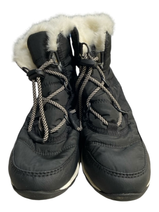 Sorel Shoe Size 5 Black & White Nylon Faux Fur Almond Toe Lace Up Boots Black & White / 5