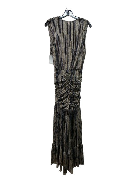 Misa Size S Black & Multi Polyester Knot Detail Sleeveless Metallic Midi Dress Black & Multi / S