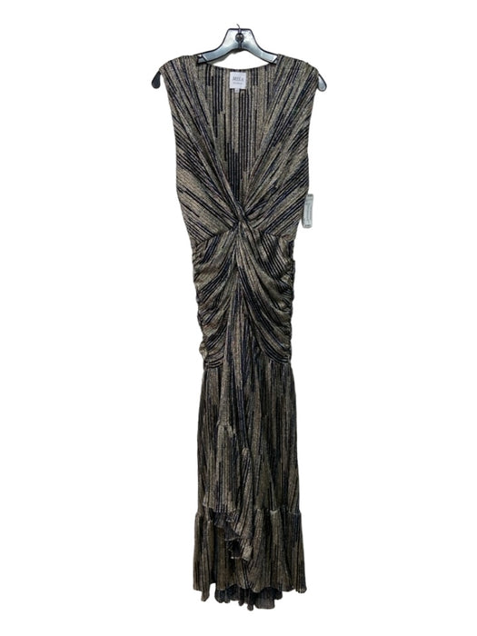 Misa Size S Black & Multi Polyester Knot Detail Sleeveless Metallic Midi Dress Black & Multi / S