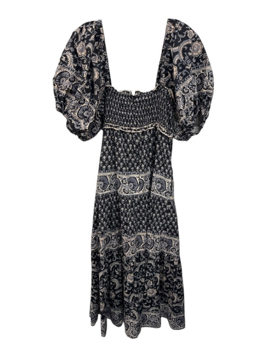 Sea New York Size M Navy blue & Cream Cotton Keyhole Front Botanical Midi Dress Navy blue & Cream / M