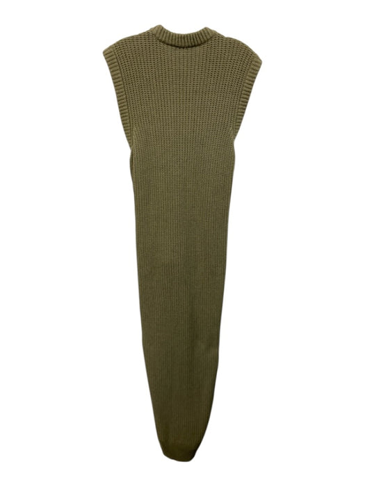 Jonathan Simkhai Size L Sage green Cotton Blend Tie Waist Sleeveless Midi Dress Sage green / L