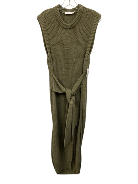 Jonathan Simkhai Size L Sage green Cotton Blend Tie Waist Sleeveless Midi Dress Sage green / L
