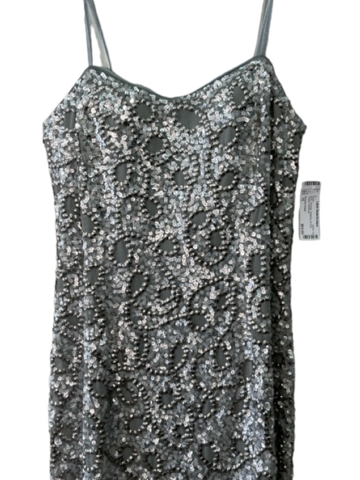 Adrianna Papell Size 12 Silver Polyester Strapless All Over Sequins Dress Silver / 12