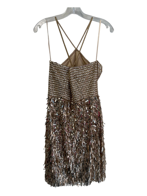 Liv Foster Size 12 Gold Polyester Sequin Spaghetti Strap Side Zip Tulle Dress Gold / 12