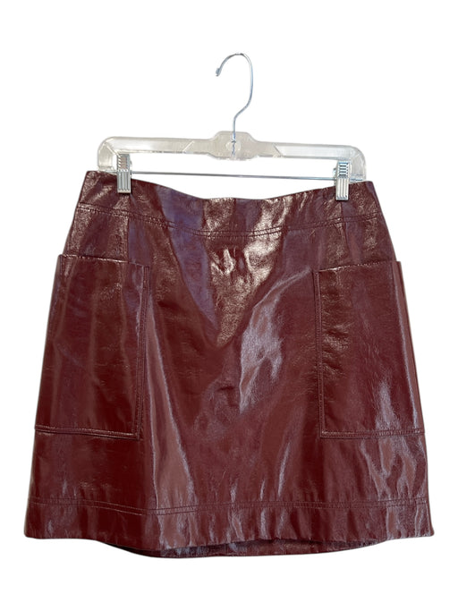 Maeve Size 10 Brown Polyester Back Zip Pockets Above the knee Faux Leather Skirt Brown / 10