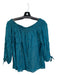 Lilly Pulitzer Size M Dark Teal Viscose Gold Thread Off Shoulder 3/4 Sleeve Top Dark Teal / M