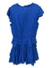 Misa Size L Blue Cotton Metallic Thread Tiered Cap Sleeve Ruffle Detail Dress Blue / L