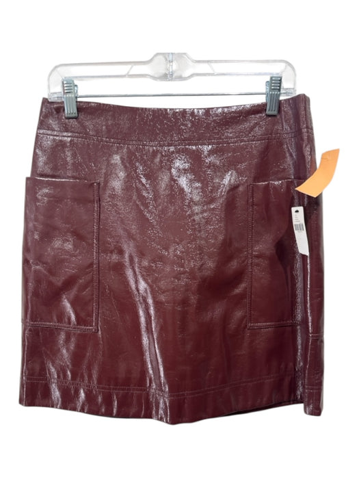 Maeve Size 10 Burgundy Polyester Faux Leather Back Zip pocket Skirt Burgundy / 10