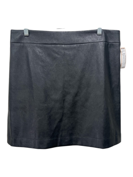 J Crew Size 14 Black Faux Leather Back Zip Skirt Black / 14