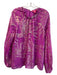 Lily Pulitzer Size Large Purple & Gold Silk Metallic Thread Ruffle Collar Top Purple & Gold / Large